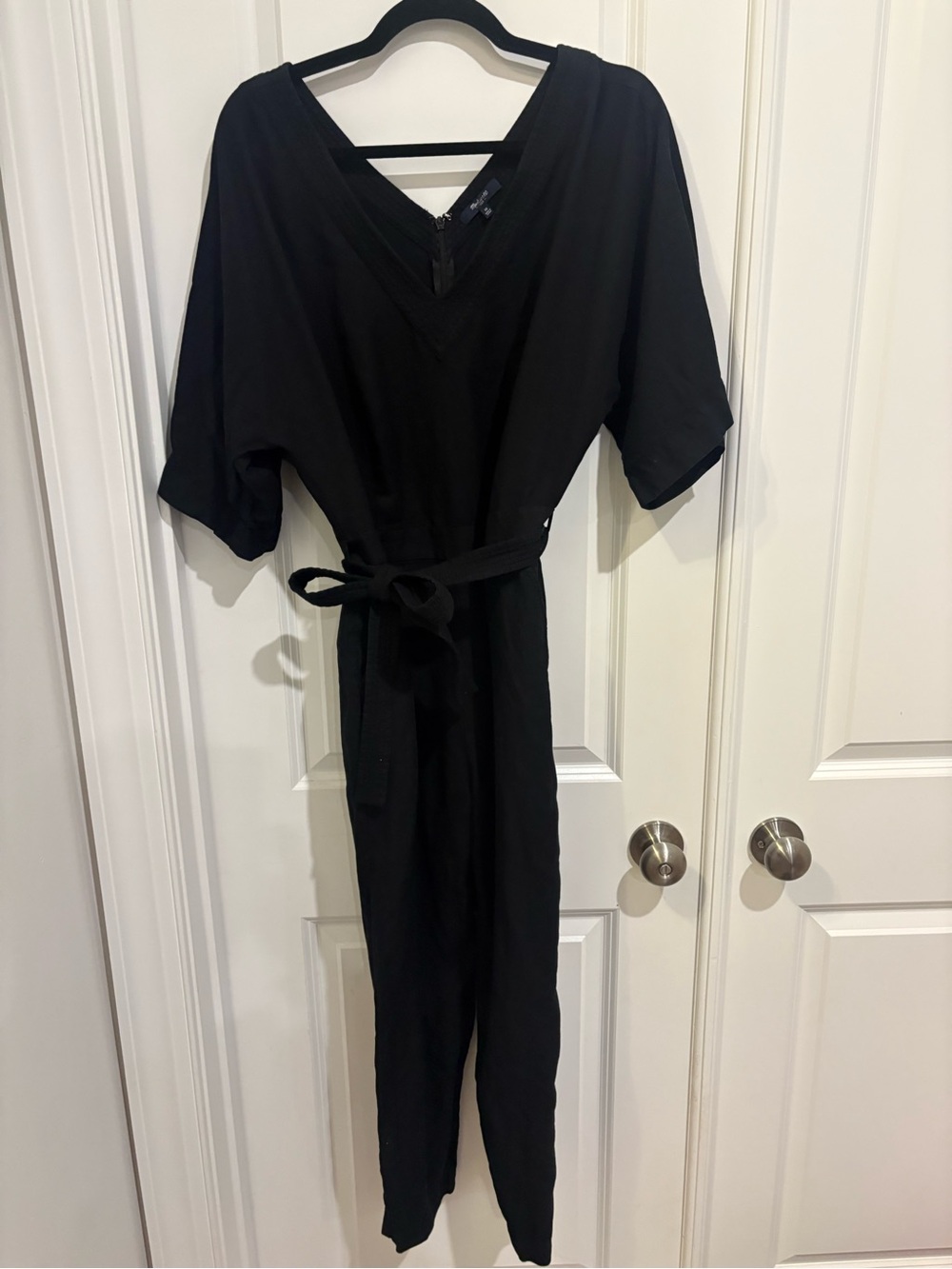 Madewell Black V-Neck Tie-Waist Jumpsuit size 10